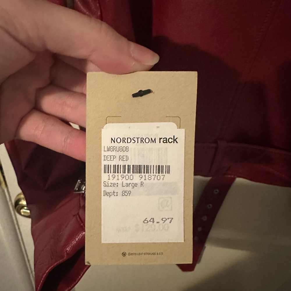 Levi’s Deep Red Vegan Faux Leather Biker Jacket NWT - Picture 3 of 5